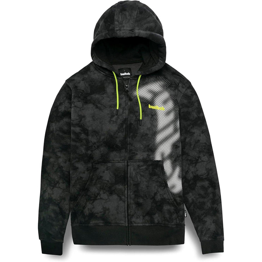 Twitch Zip Up Hoodie Black Wash, Full-Zip Hooded Sweatshirt Top Hoodie - Massive Discounts