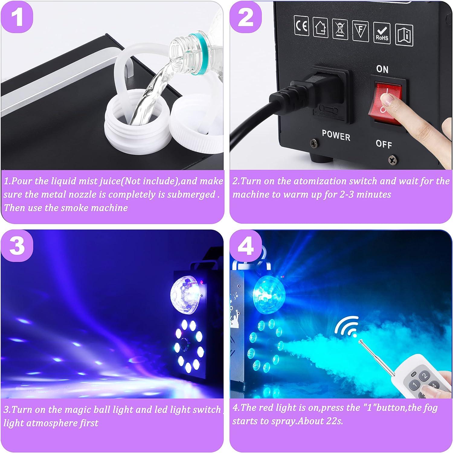 Fog Machine UKing 700W with 9 RGB LED and Disco Ball Lights - Massive Discounts