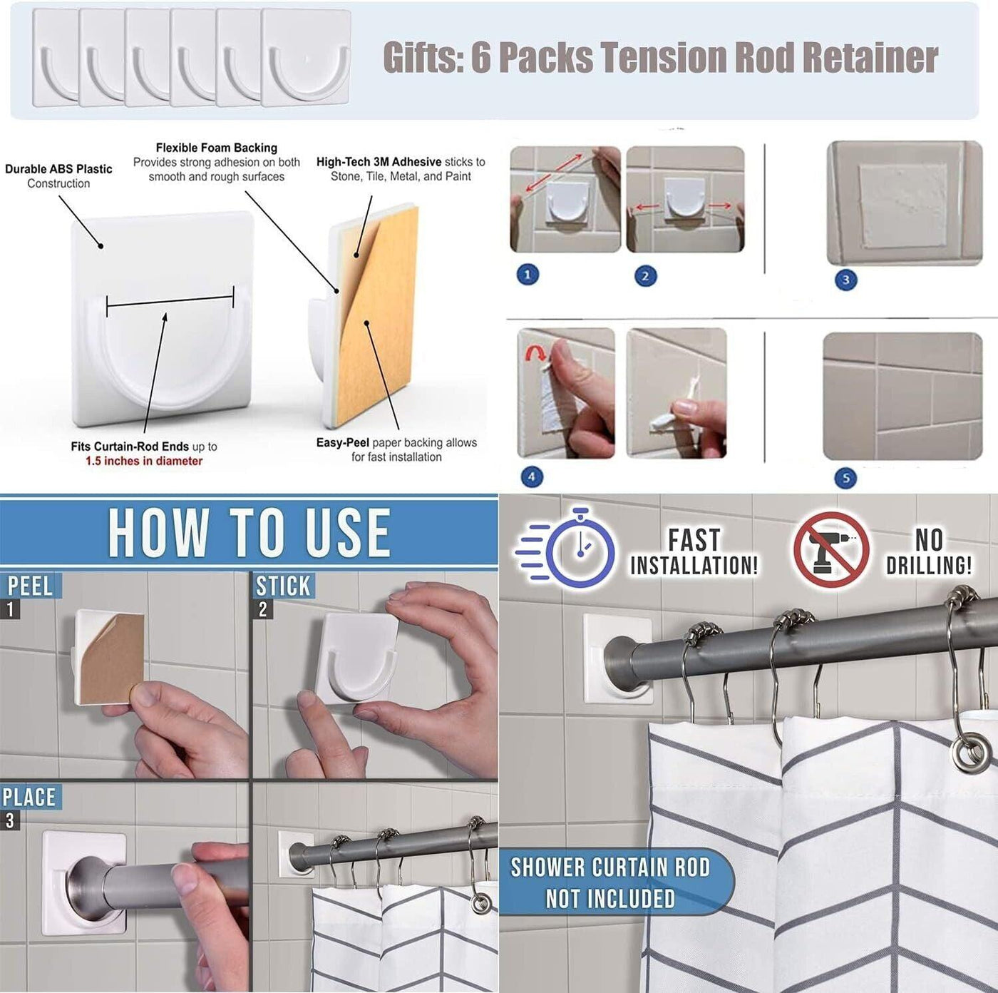 1PCS Extendable Curtain Rod for Wardrobe Tension 117-205Cm White - Massive Discounts