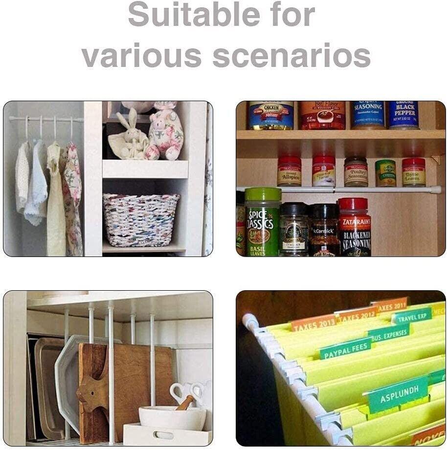 1PCS Extendable Curtain Rod for Wardrobe Tension 117-205Cm White - Massive Discounts