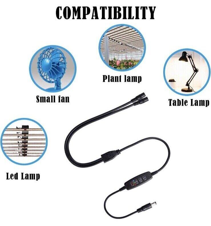 2 PCS DC 5.5mmx2.1mm Grow Light Switch Cable 1 Male to 2 Female Dimming Timer - Massive Discounts
