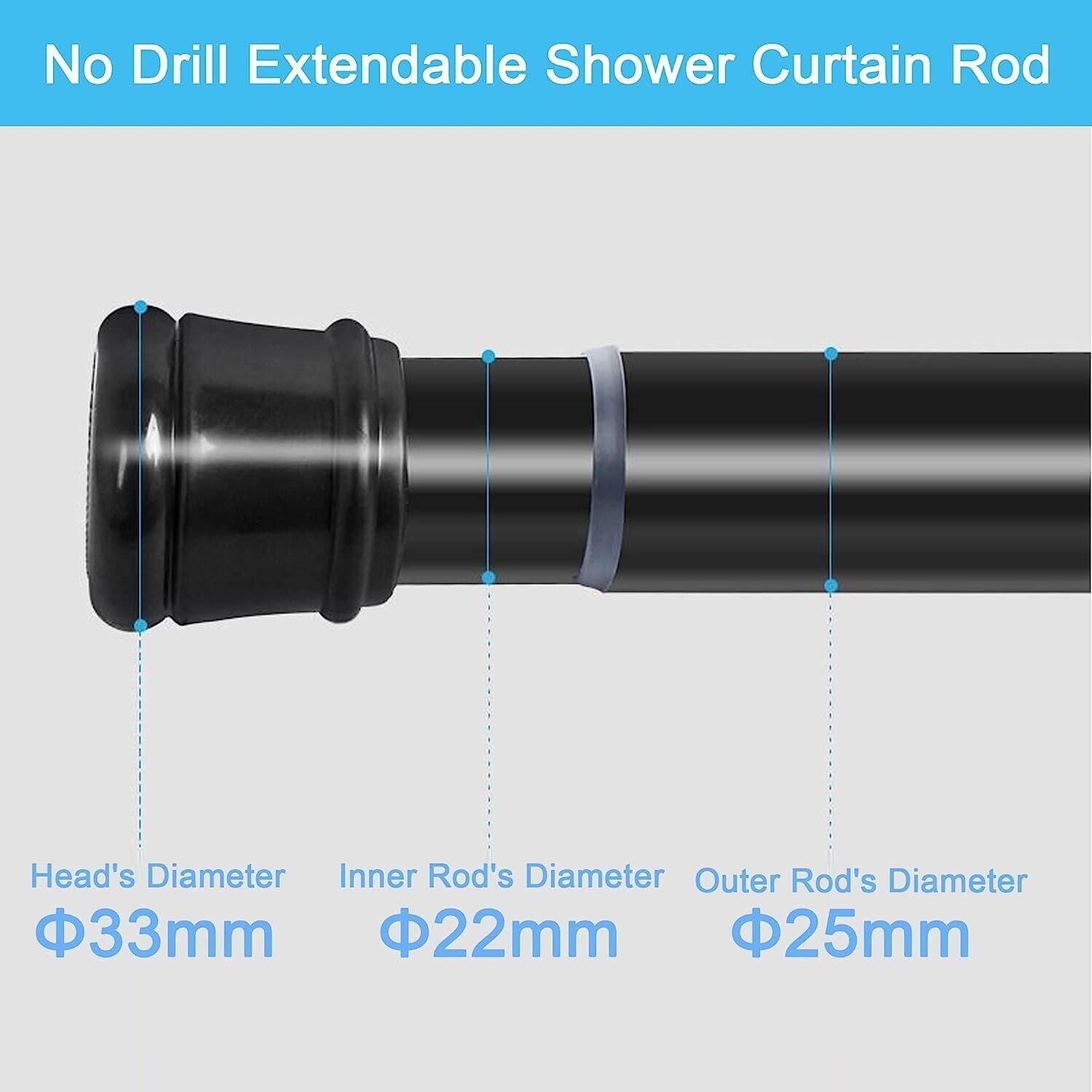 2PCS Shower Curtain Rods No Screws Extendable Curtain Poles 50-80cm - Massive Discounts