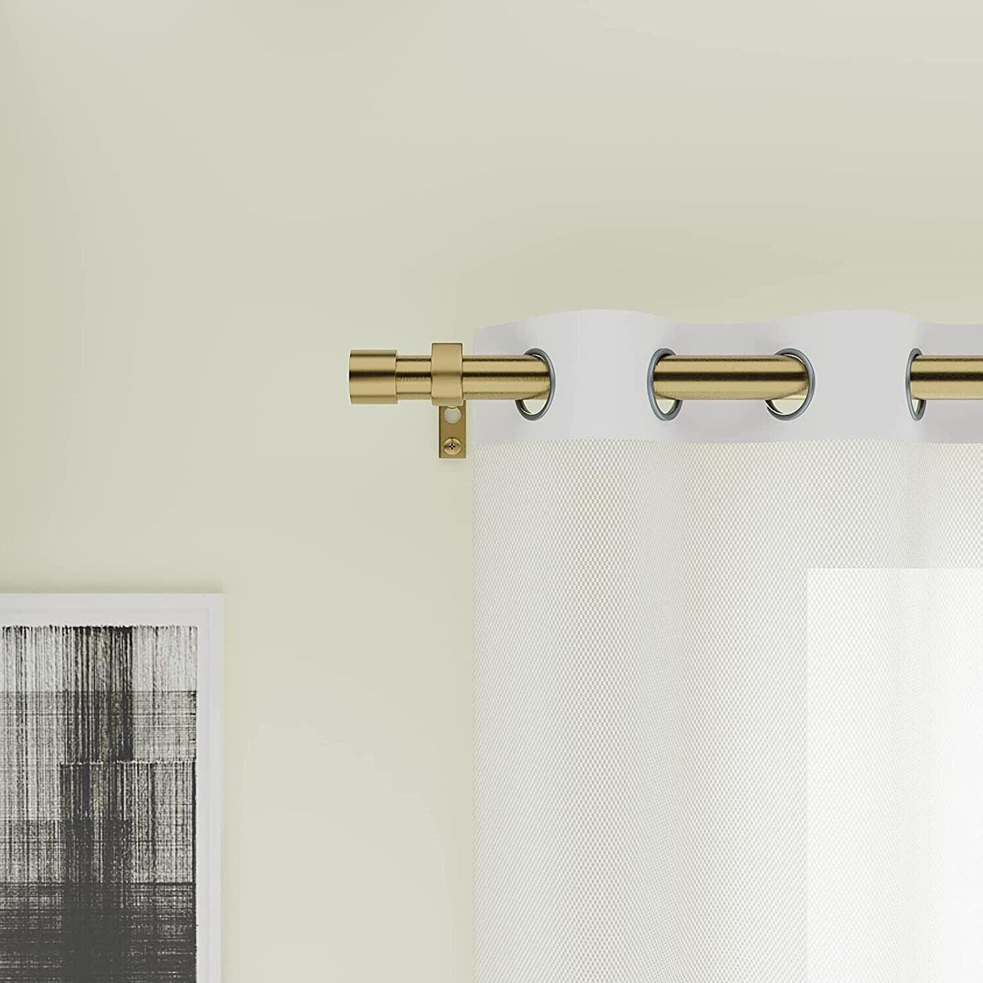 70-120cm Extendable Curtain Pole Set with End Cap Finials, ANTIQUE BRASS - Massive Discounts