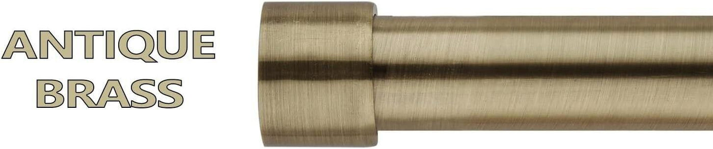 70-120cm Extendable Curtain Pole Set with End Cap Finials, ANTIQUE BRASS - Massive Discounts
