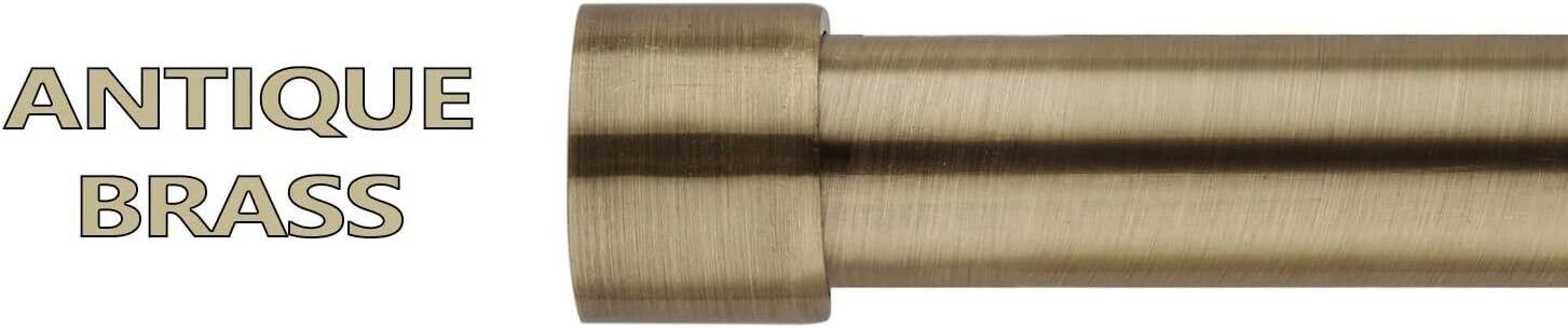 70-120cm Extendable Curtain Pole Set with End Cap Finials, ANTIQUE BRASS - Massive Discounts