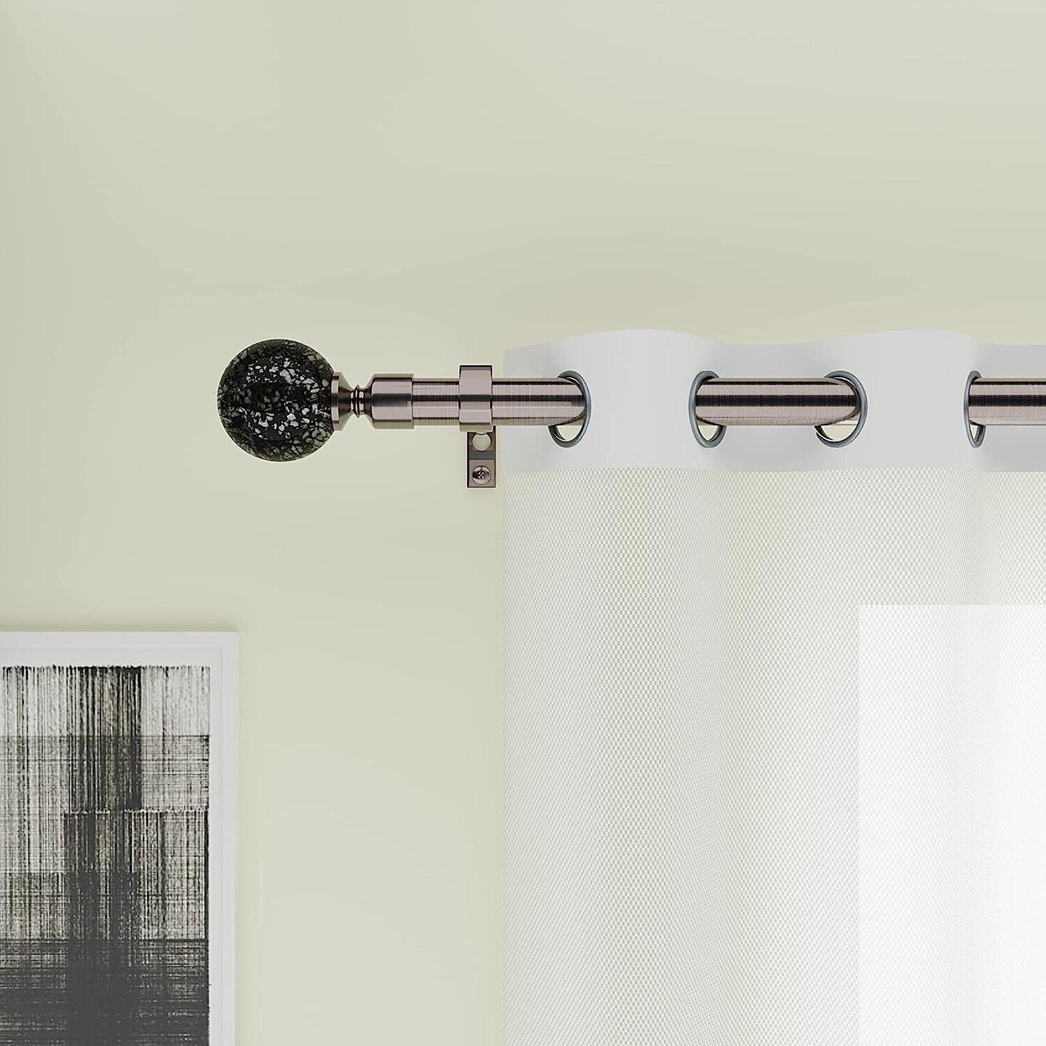 Curtain Poles Mosaic ball finials Extendable 120x300cm Black Nickel - Massive Discounts