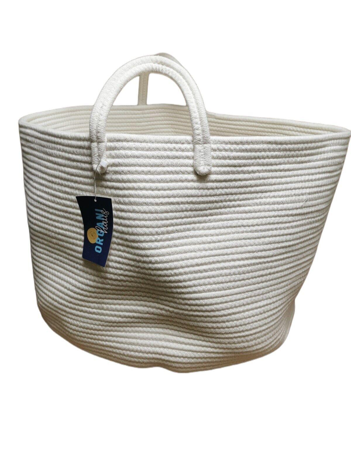 Laundry Hamper Cotton Roppe Basket Large (20x13in) Basket Organiser - Massive Discounts