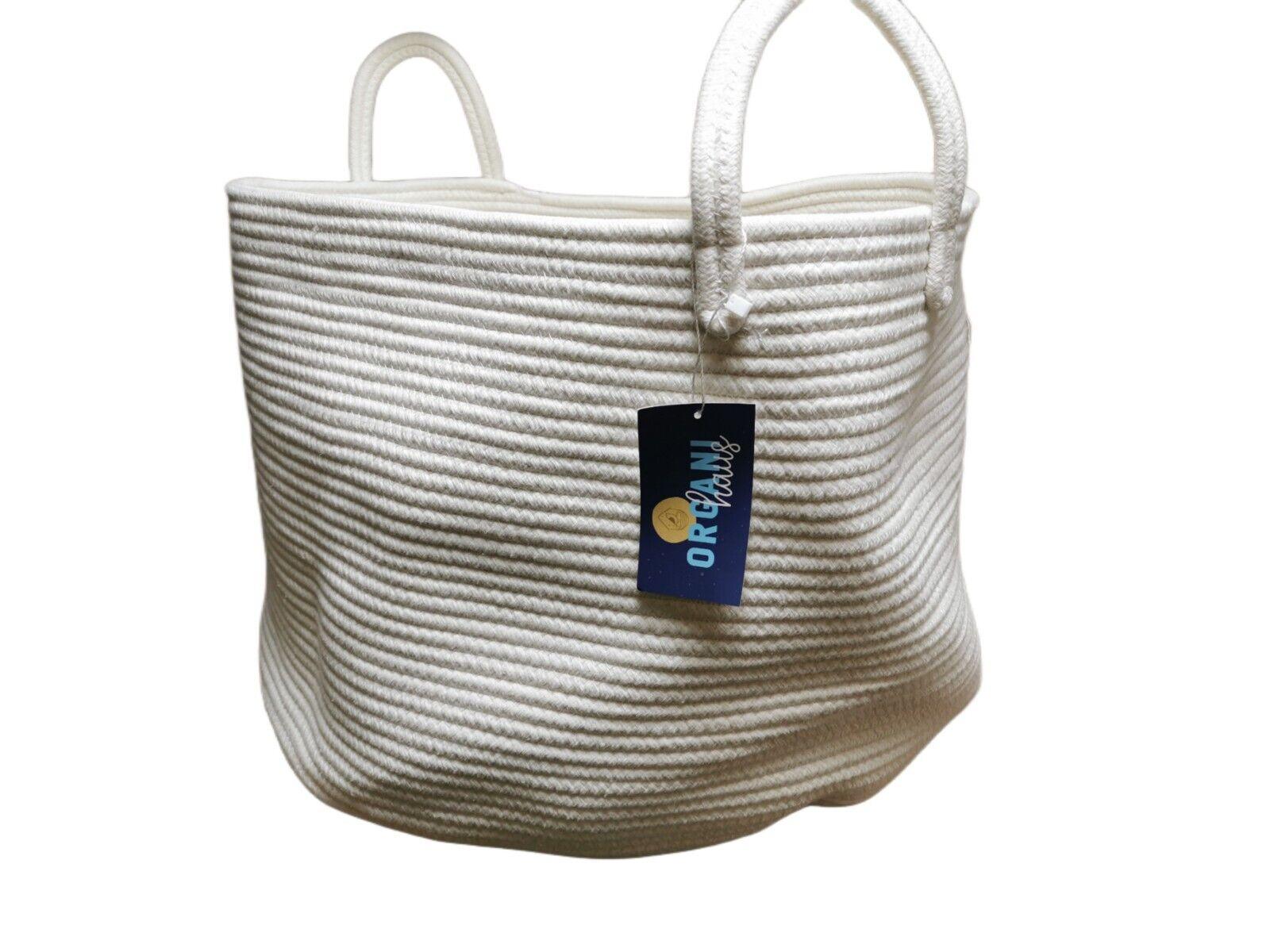 Laundry Hamper Cotton Roppe Basket Large (20x13in) Basket Organiser - Massive Discounts