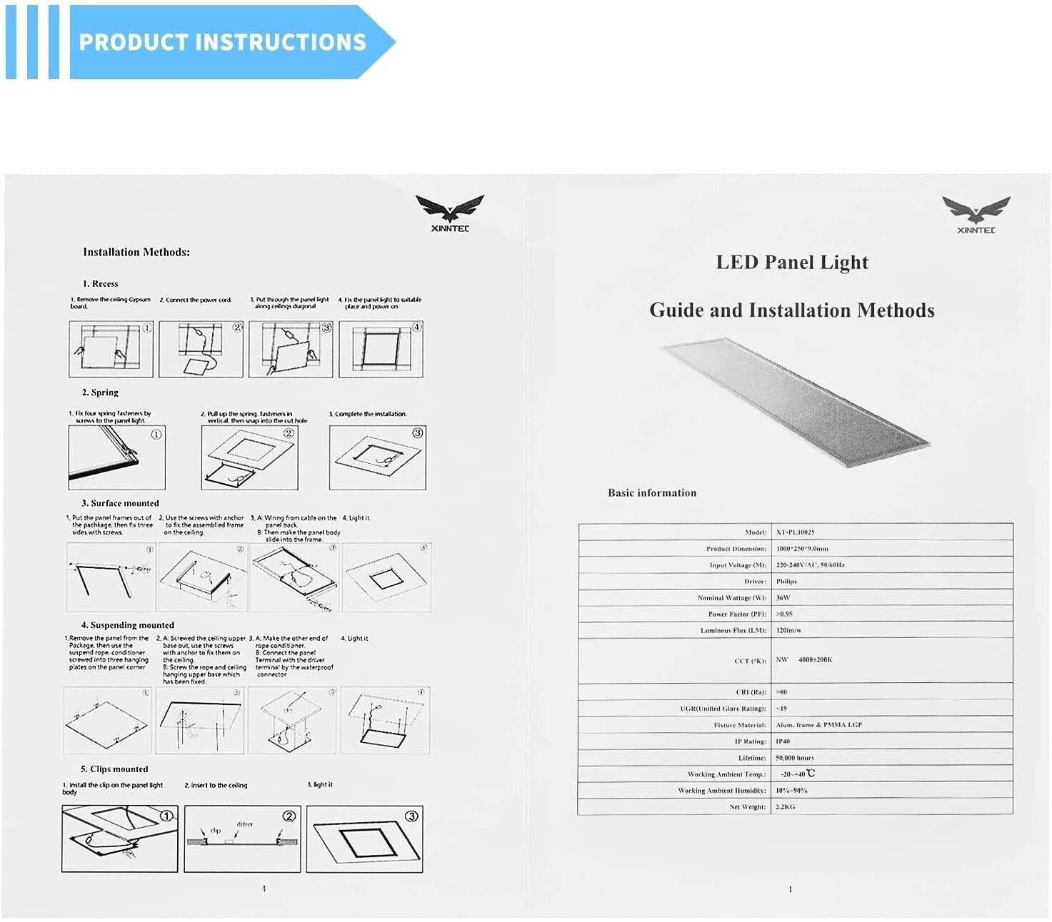 LED Panel Ceiling Light 36W 4320 Lm Warm White Studio 100x25cm - Massive Discounts