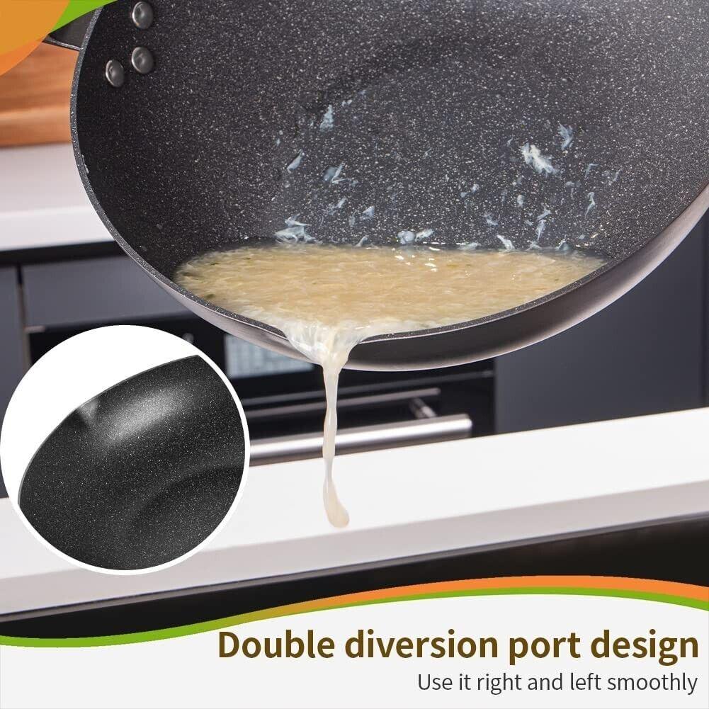 Nonstick Wok Pan 30cm Induction, 100% PFOA-Free, Fry Pan with Lid - Massive Discounts