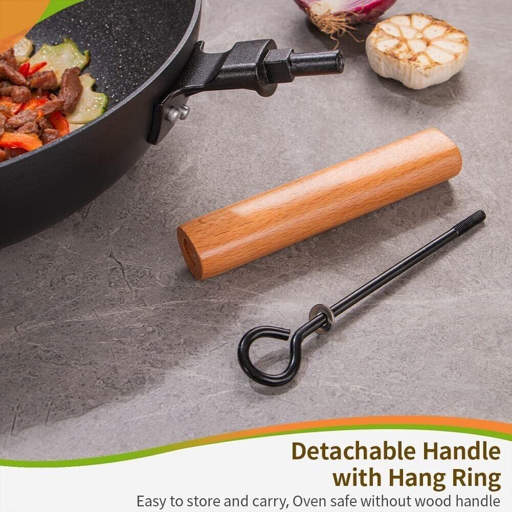 Nonstick Wok Pan 30cm Induction, 100% PFOA-Free, Fry Pan with Lid - Massive Discounts