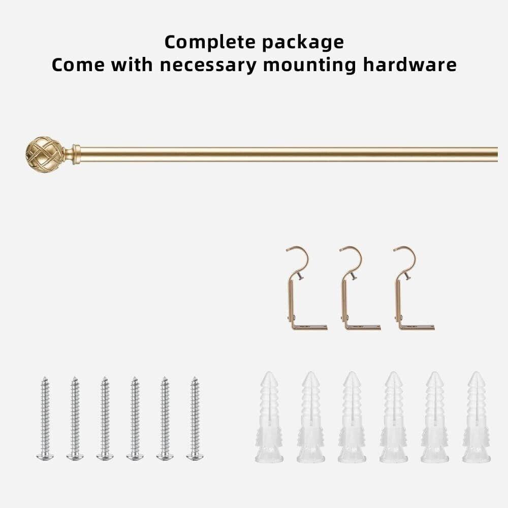Single Curtain Rod for Windows Heavy Duty 48 to 84 inch Gold 1in Diame - Massive Discounts