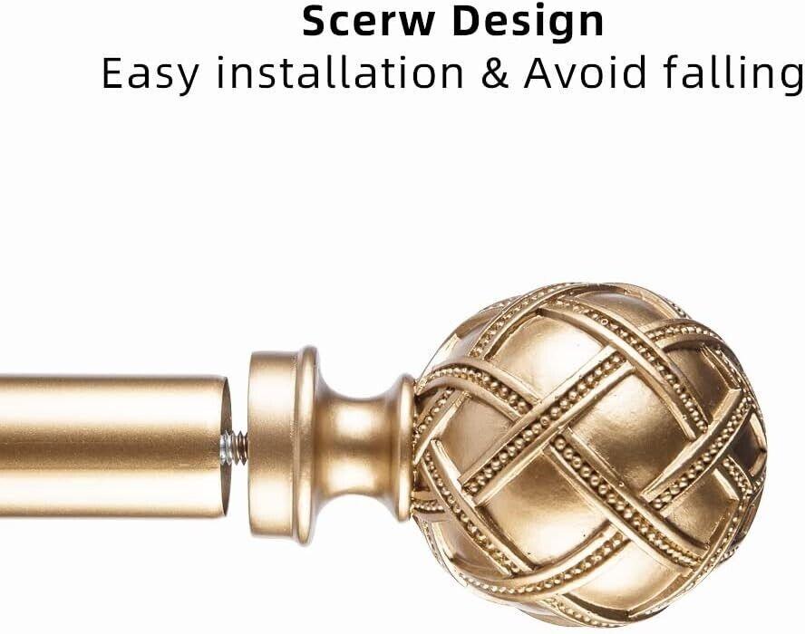 Single Curtain Rod for Windows Heavy Duty 48 to 84 inch Gold 1in Diame - Massive Discounts