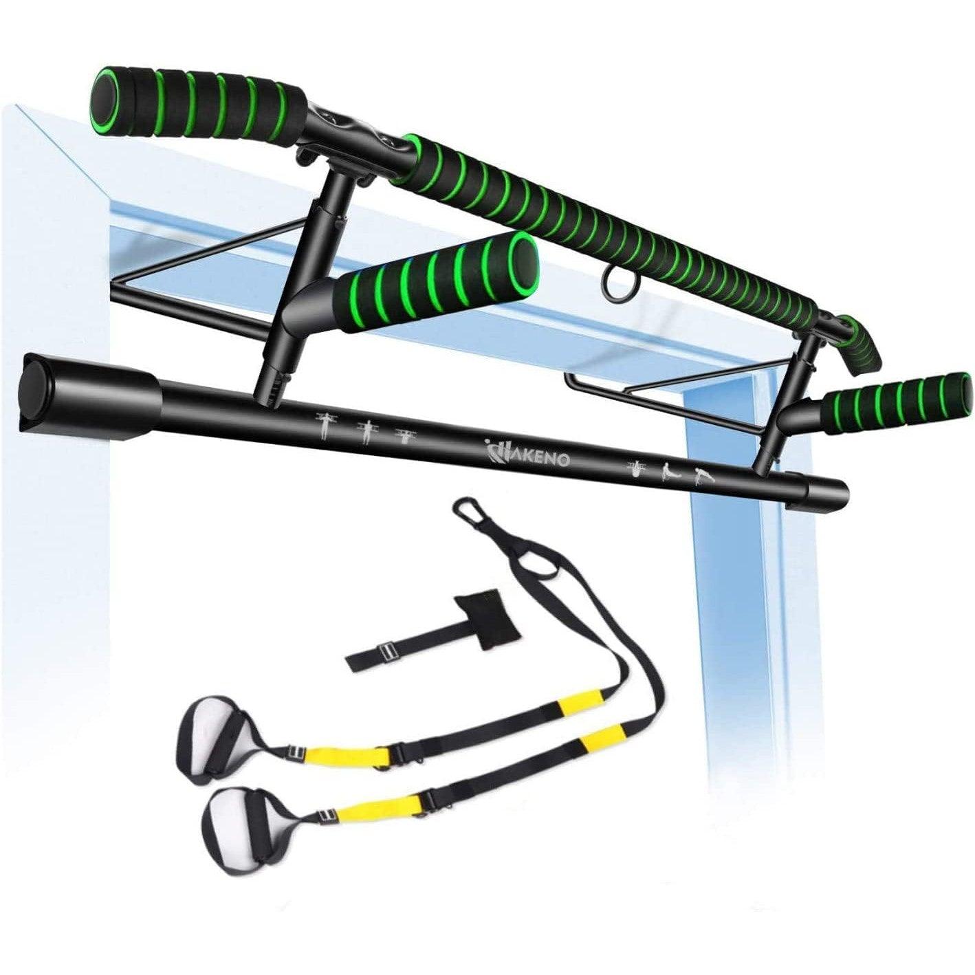 HAKENO Pull Up Bar For Doorway Professional Training Straps Set