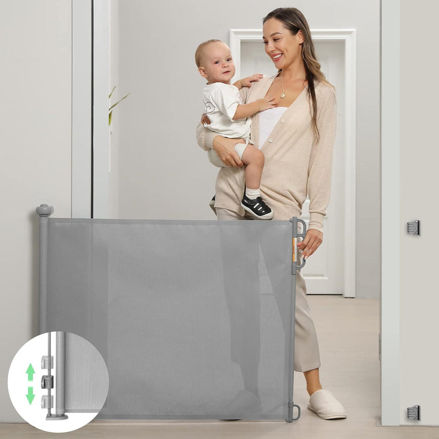 Momcozy Retractable Stair Gate for Baby 55x33in with 2 Sets of Parts - Massive Discounts