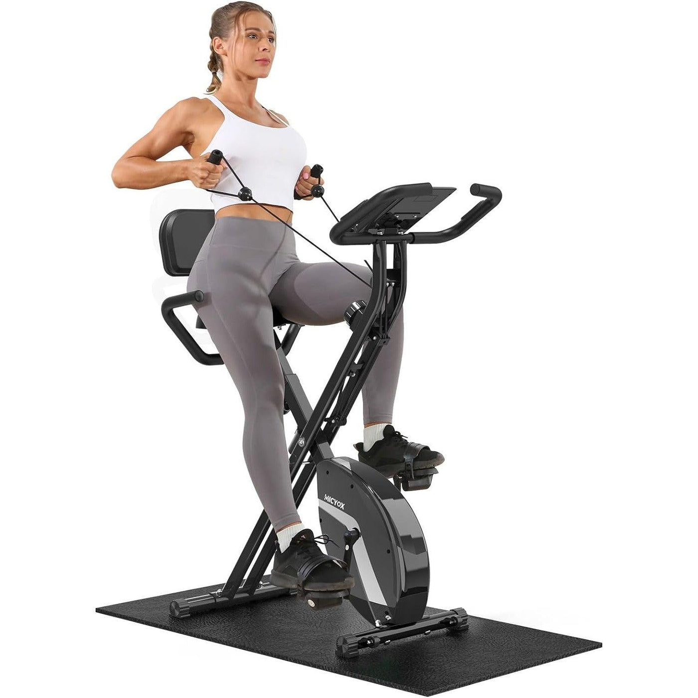 Micyox Exercise Bike, Magnetic Foldable Cycling Bike with LCD Display