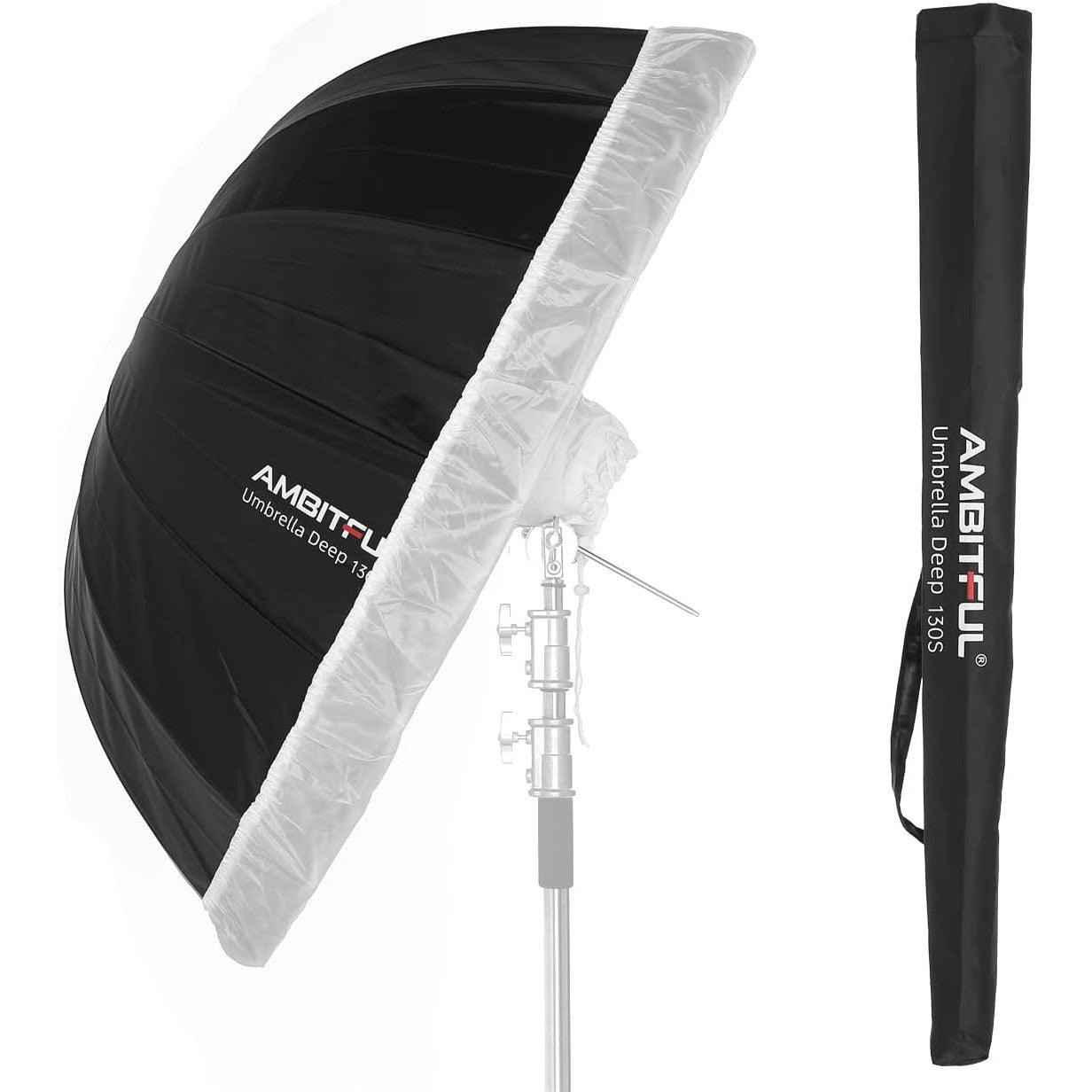 AMBITFUL UB-130S 51-Inch Parabolic White Reflective Umbrella with Diffuser - Massive Discounts