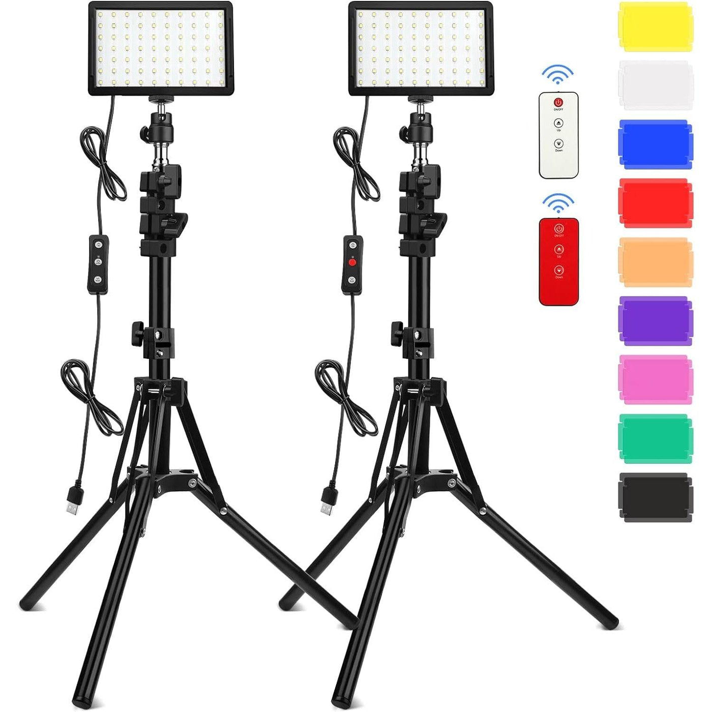 2-Pack 70 LED Video Lights with Tripod, Color Filters & USB With Remote - Massive Discounts