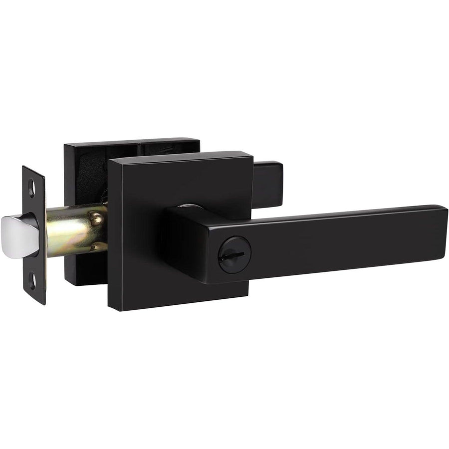 Probrico Black Locking Door Handle Set with Key - Heavy Duty, 1 Pack