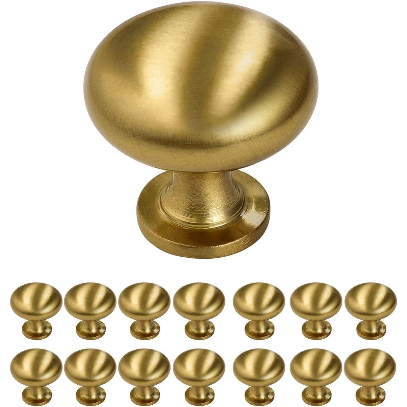 Probrico 15-Piece Gold Cabinet Hardware - 30mm Mushroom Knob for Dresser, Cupboard, and Wardrobe