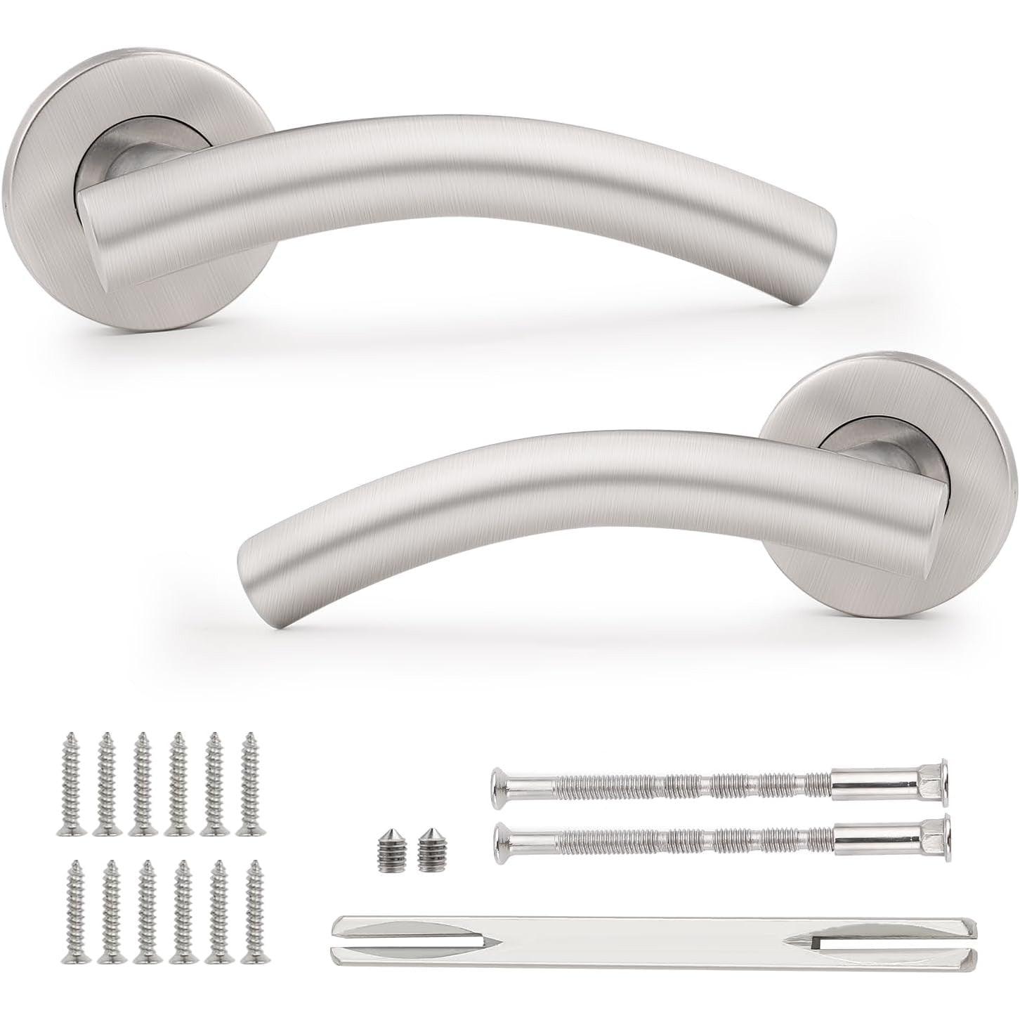 Probrico 1 Pack Brushed Nickel Internal Door Handle Sets - Arched Levers