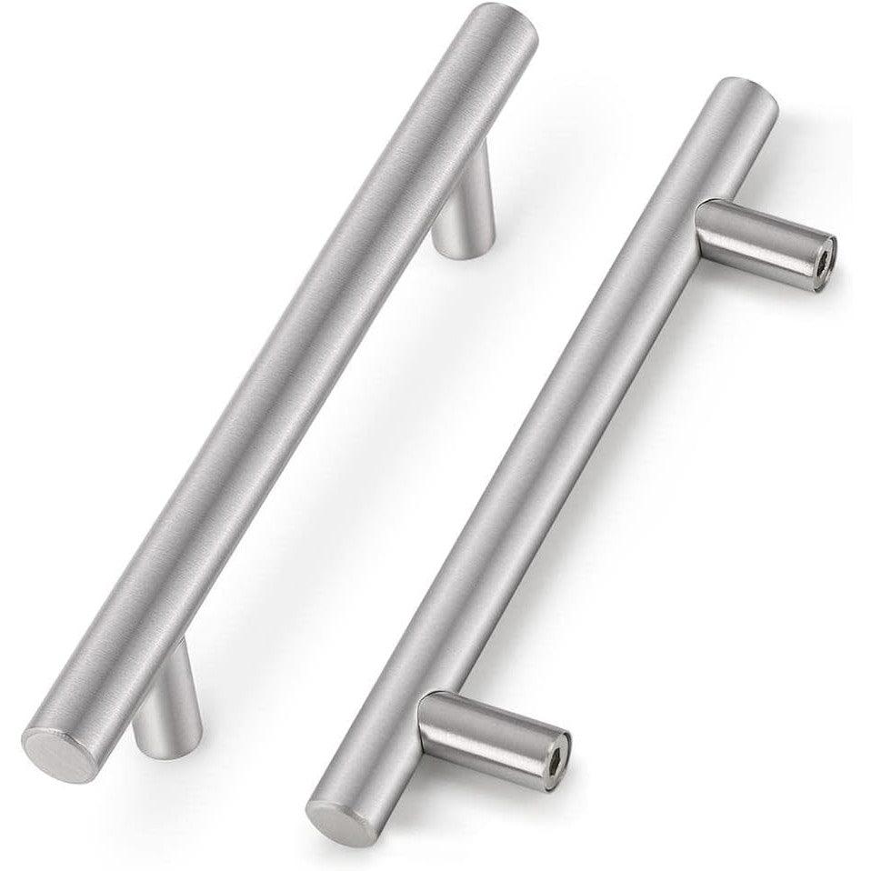 Probrico 25 Pack Brushed Nickel T-Bar Kitchen Handles - 128mm Hole Centers