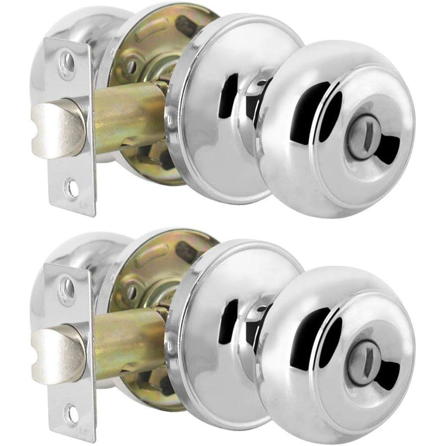 Probrico Polished Chrome Privacy Door Knobs | 2 Pack Stainless Steel Keyless Interior Knobs