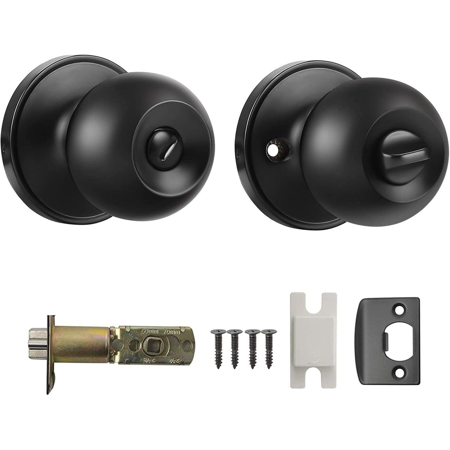 Probrico Black Privacy Door Knob | Keyless Interior Knob for Bedroom & Bathroom