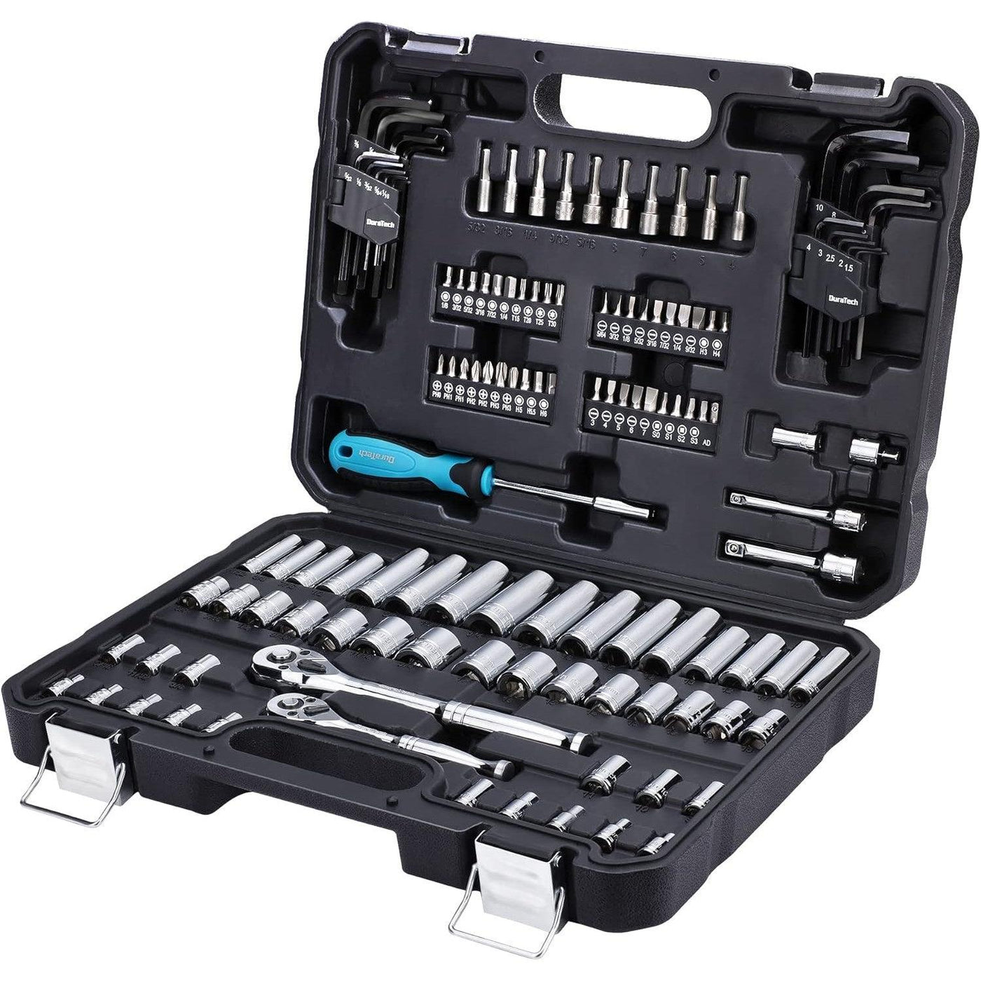 DURATECH 121-Piece Mechanics Tool Set | Metric & Imperial Sockets, Ratchet