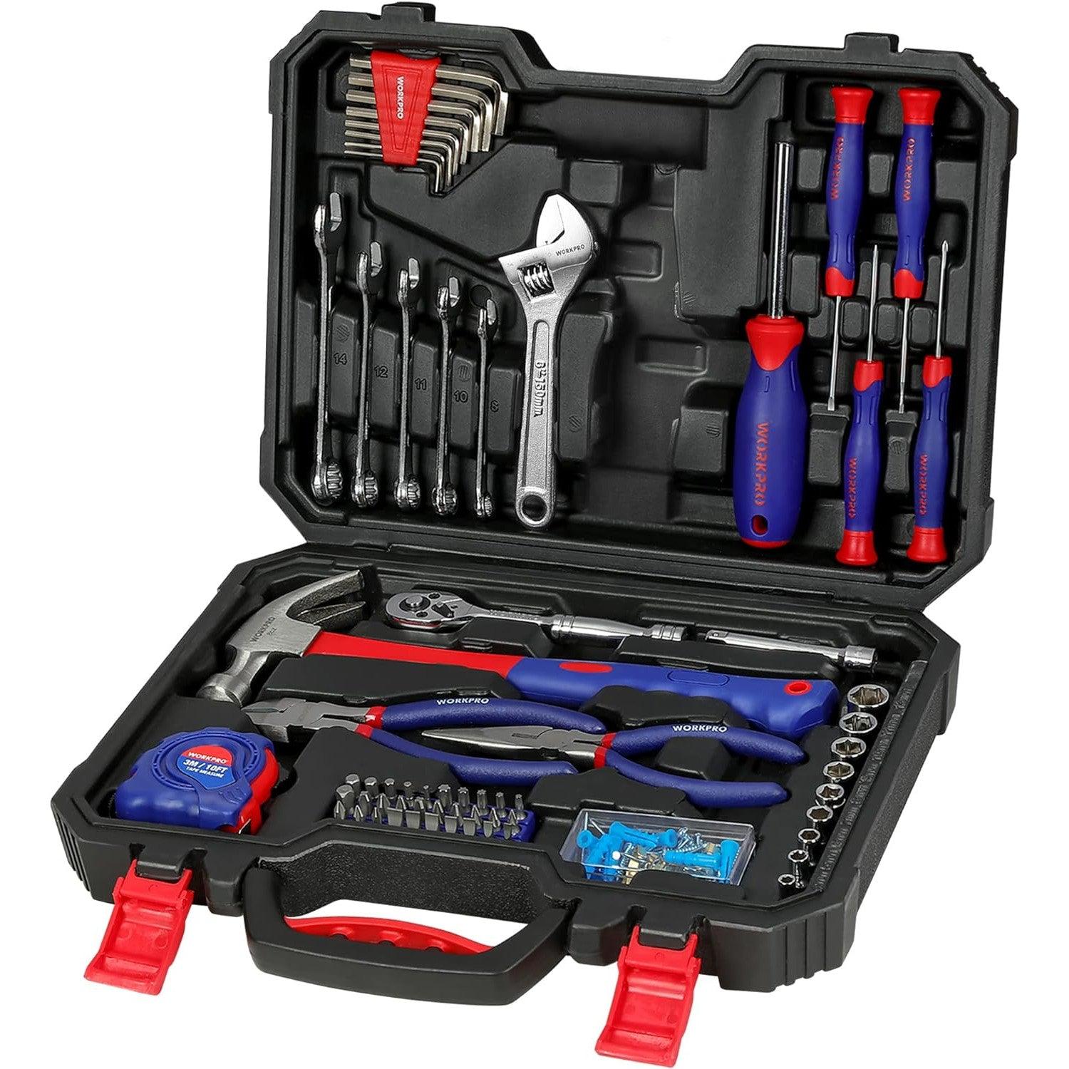 WORKPRO 160-Piece Home Repair Tool Kit with Storage Case, Ideal for DIY & Garage