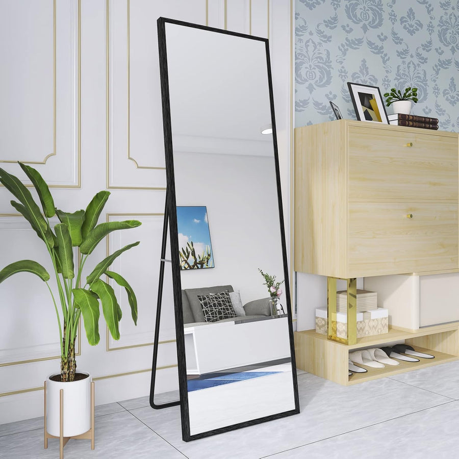 Beauty4U 140x40cm Full Length Mirror, Black Frame, Floor/Wall/Lean for Bedroom