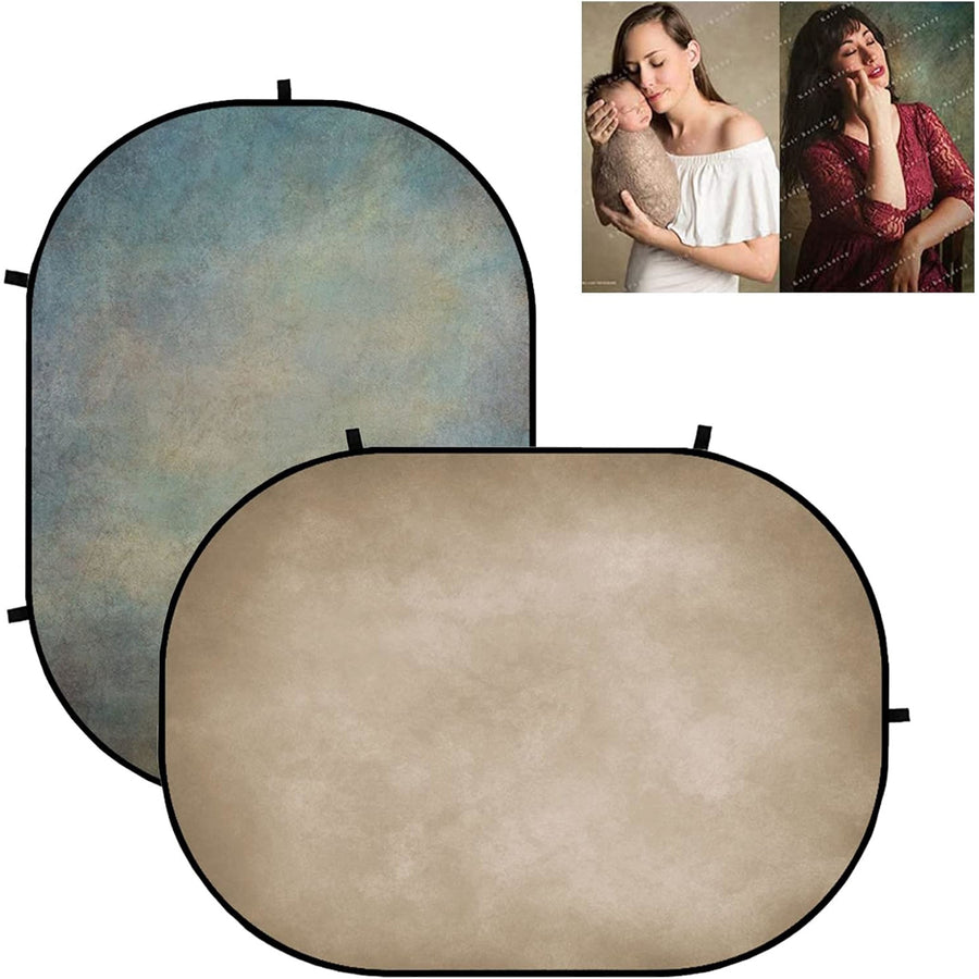 Kate 5x6.5ft Collapsible Backdrop, Light Brown/Grey Green, Double-Sided, w/ Case