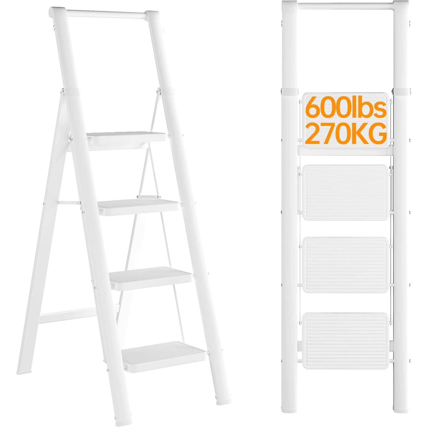 JOISCOPE 4-Step Ladder with Handrails, 600lbs Capacity, Lightweight & Foldable