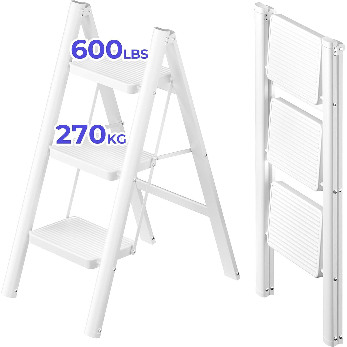 JOISCOPE 3-Step Ladder, 270kg Capacity, Anti-Slip Treads, Lightweight & Portable