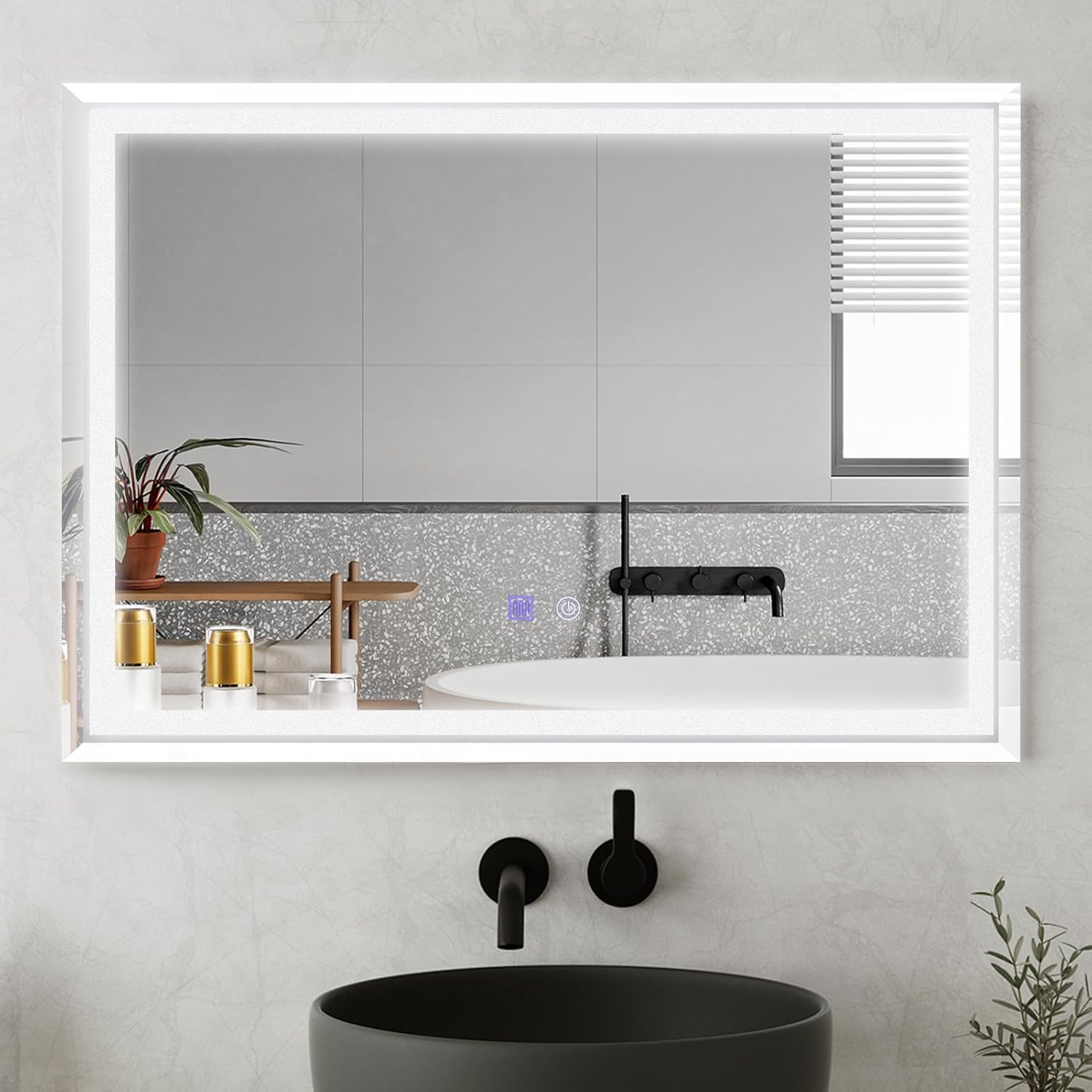 YOSHOOT 500x700mm LED Bathroom Mirror, 3-Color, Dimmable, Anti-Fog, Wall Mounted