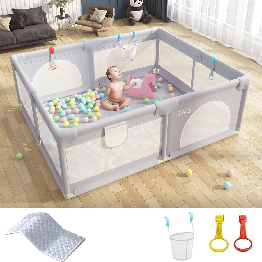 EAQ Baby Playpen with Mat 150x200cm - Safe Indoor/Outdoor Activity Center