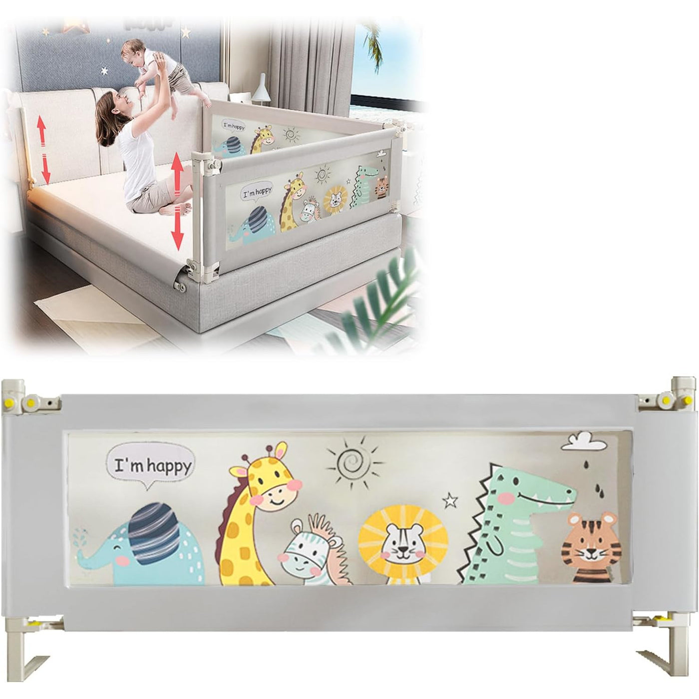 EAQ Adjustable Toddler Bed Rails Guard for Single Bed, 120cm ZOO Design