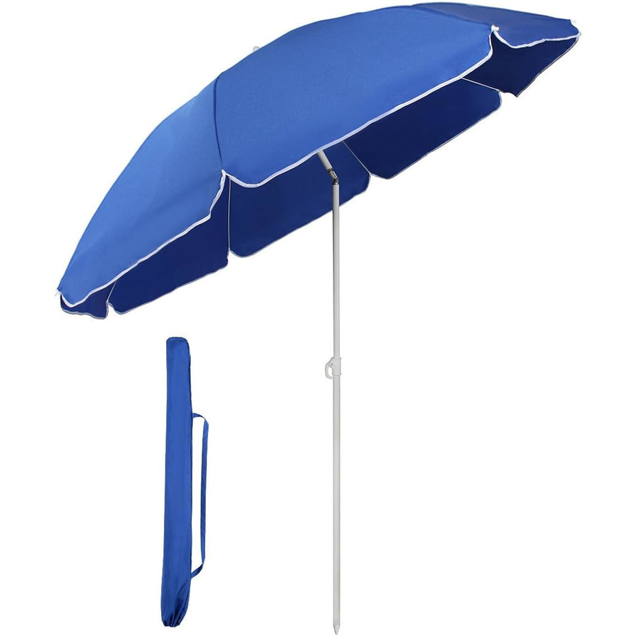 Sekey® 1.6m Tilting Beach Umbrella, UV20+ Sunscreen, Portable with Cover - Blue