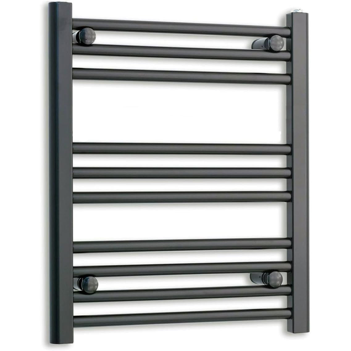 500mm Black Heated Towel Rail, Flat Bathroom Radiator, 500x700mm, Central Heating