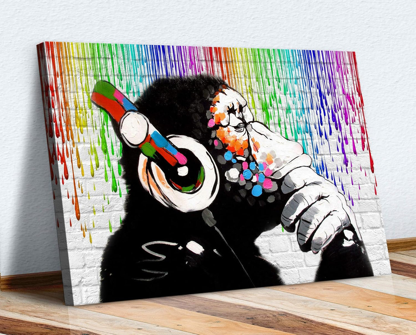 MONKEY DJ Banksy Love Paint Rain Gorilla Canvas Street Art Print 24''x16''