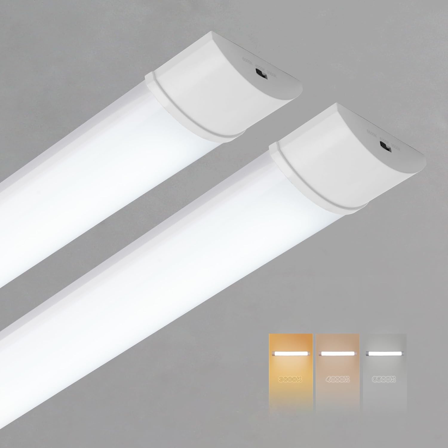 Sundertech LED Batten Light 4FT, 34W 3750lm, 3CCT, Warm/Neutral/Cold White, 2pc