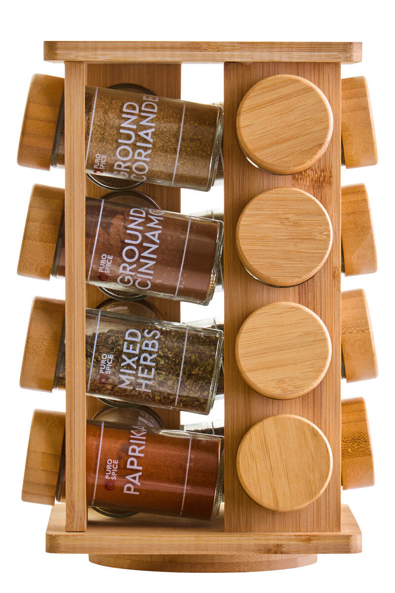 Spice Rack Bamboo Revolving 16 Jars Kitchen Storage Organizer Orsina
