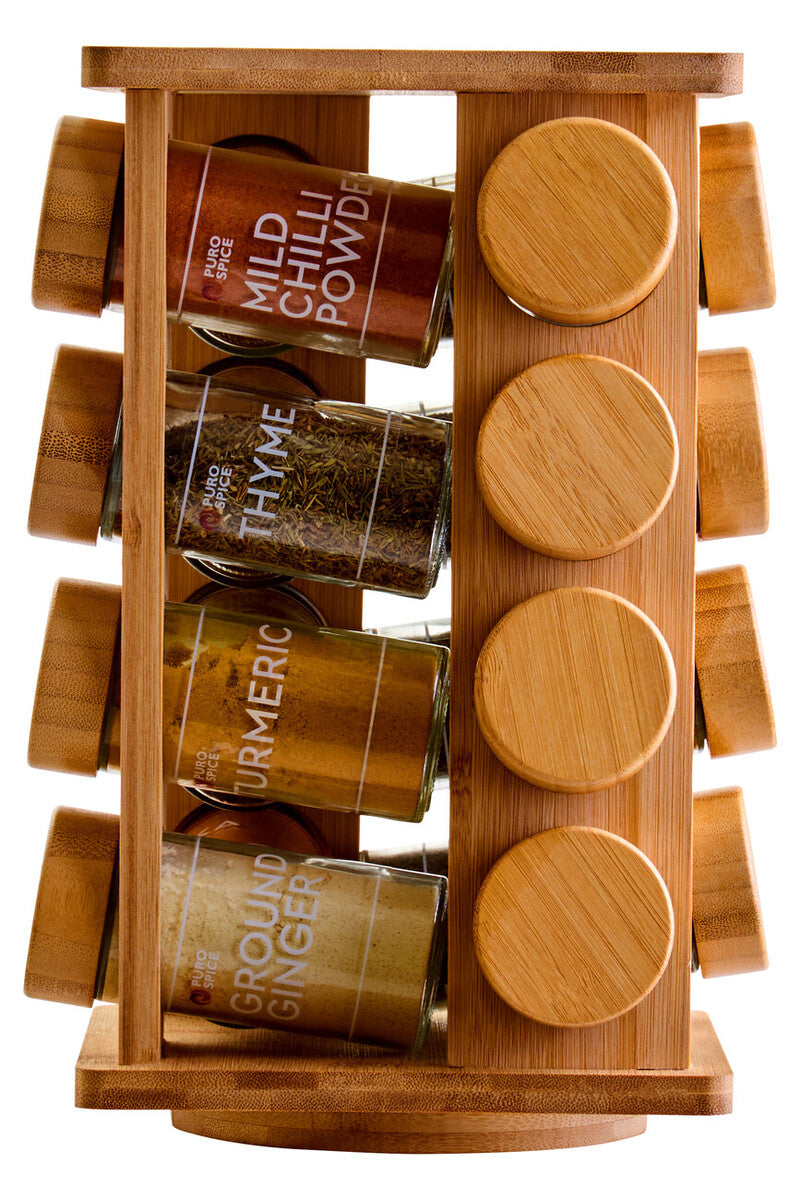 Spice Rack Bamboo Revolving 16 Jars Kitchen Storage Organizer Orsina