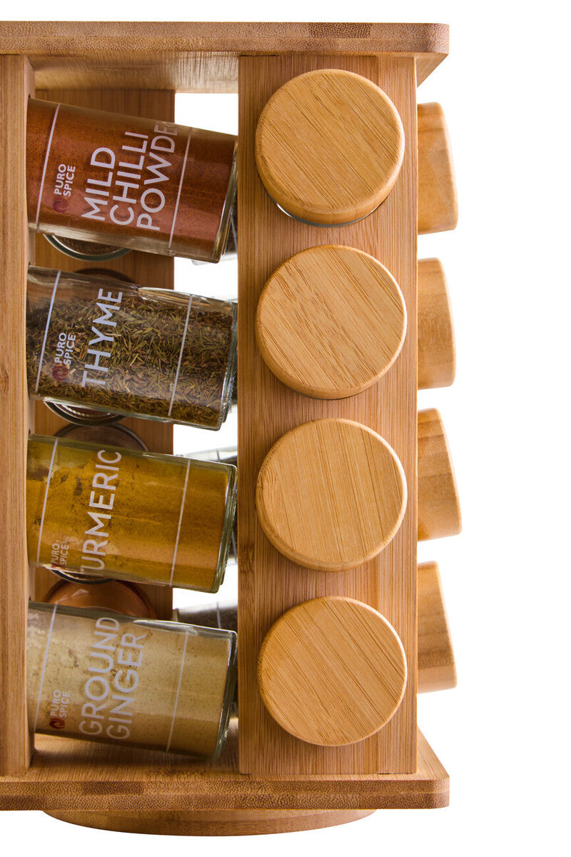 Spice Rack Bamboo Revolving 16 Jars Kitchen Storage Organizer Orsina