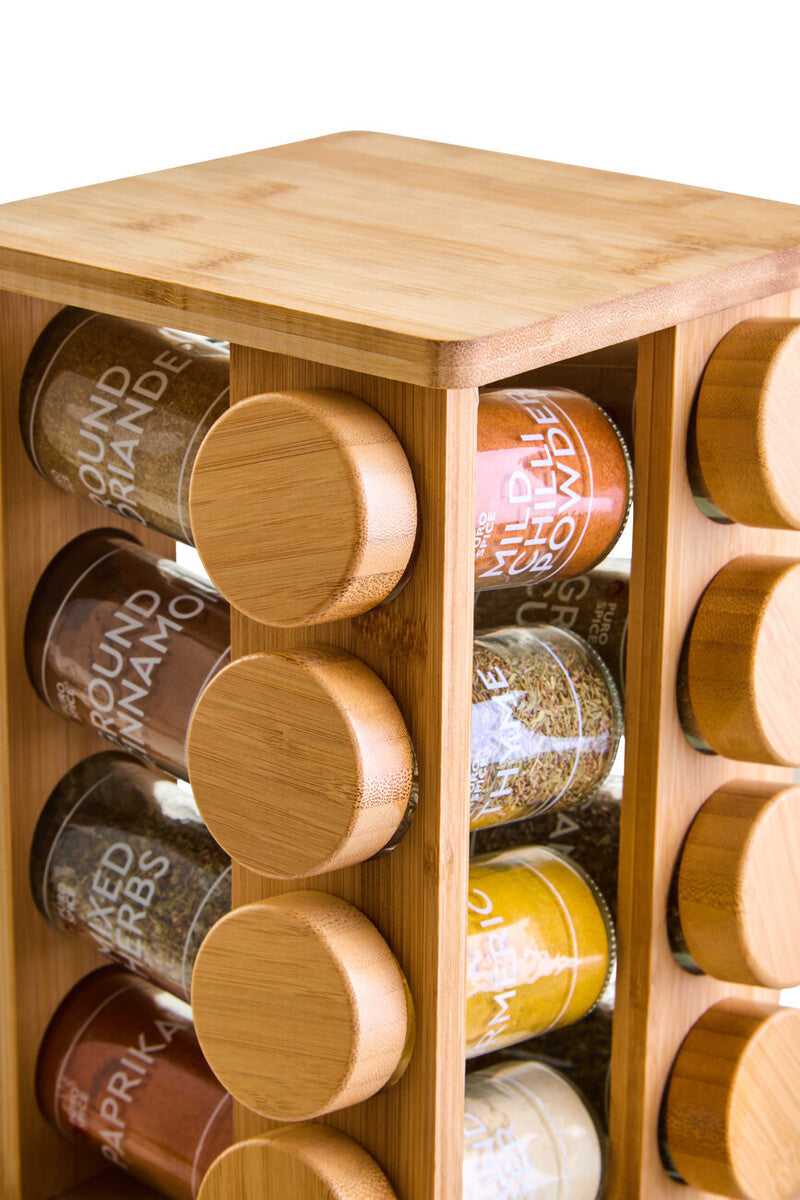 Spice Rack Bamboo Revolving 16 Jars Kitchen Storage Organizer Orsina
