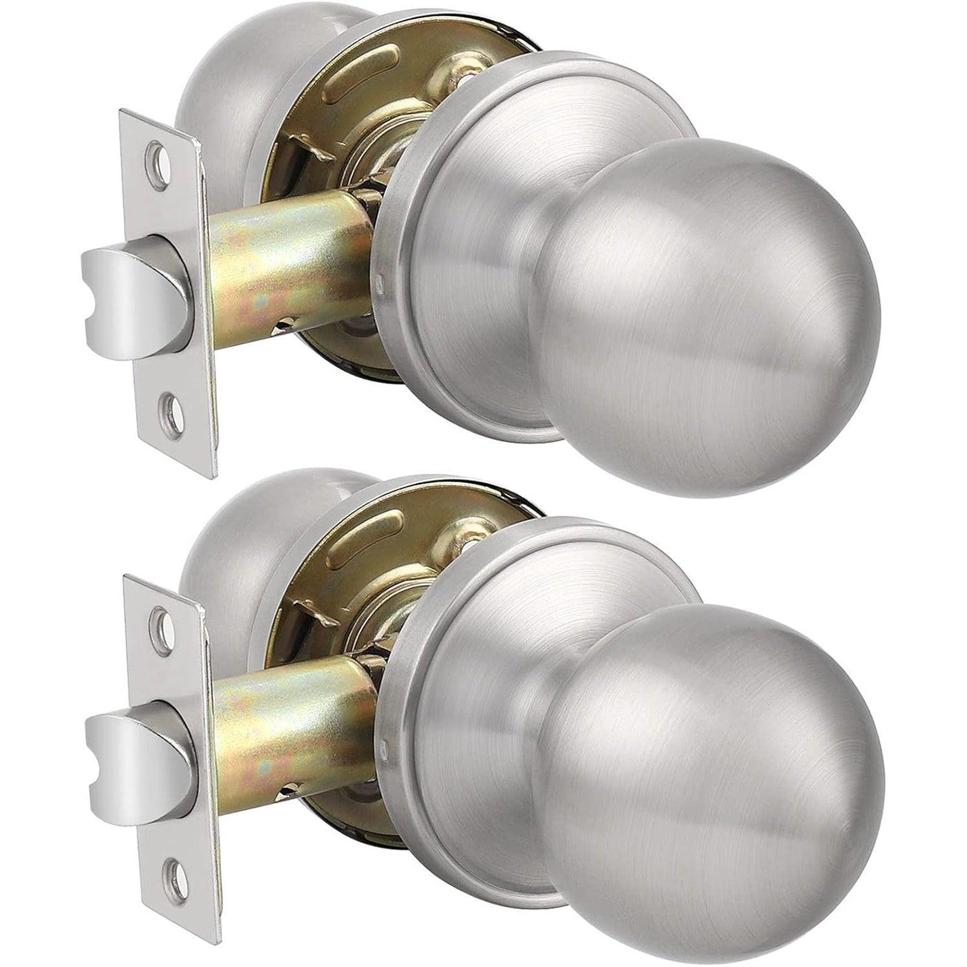 Probrico 2 Pack Satin Nickel Passage Door Knobs - Stainless Steel