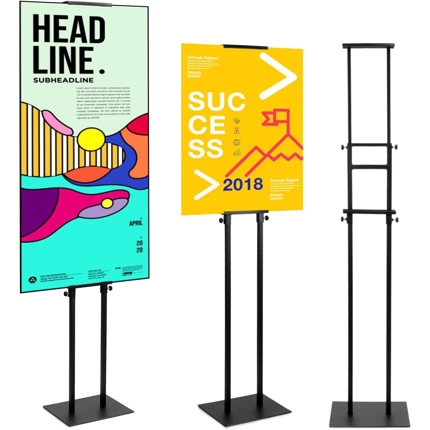 Double-Sided Sign Holder Stand Adjustable Display for Signs up to 83 in QWORK