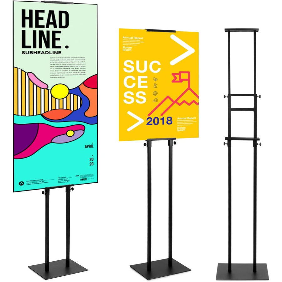 Double-Sided Sign Holder Stand Adjustable Display for Signs up to 83 in QWORK