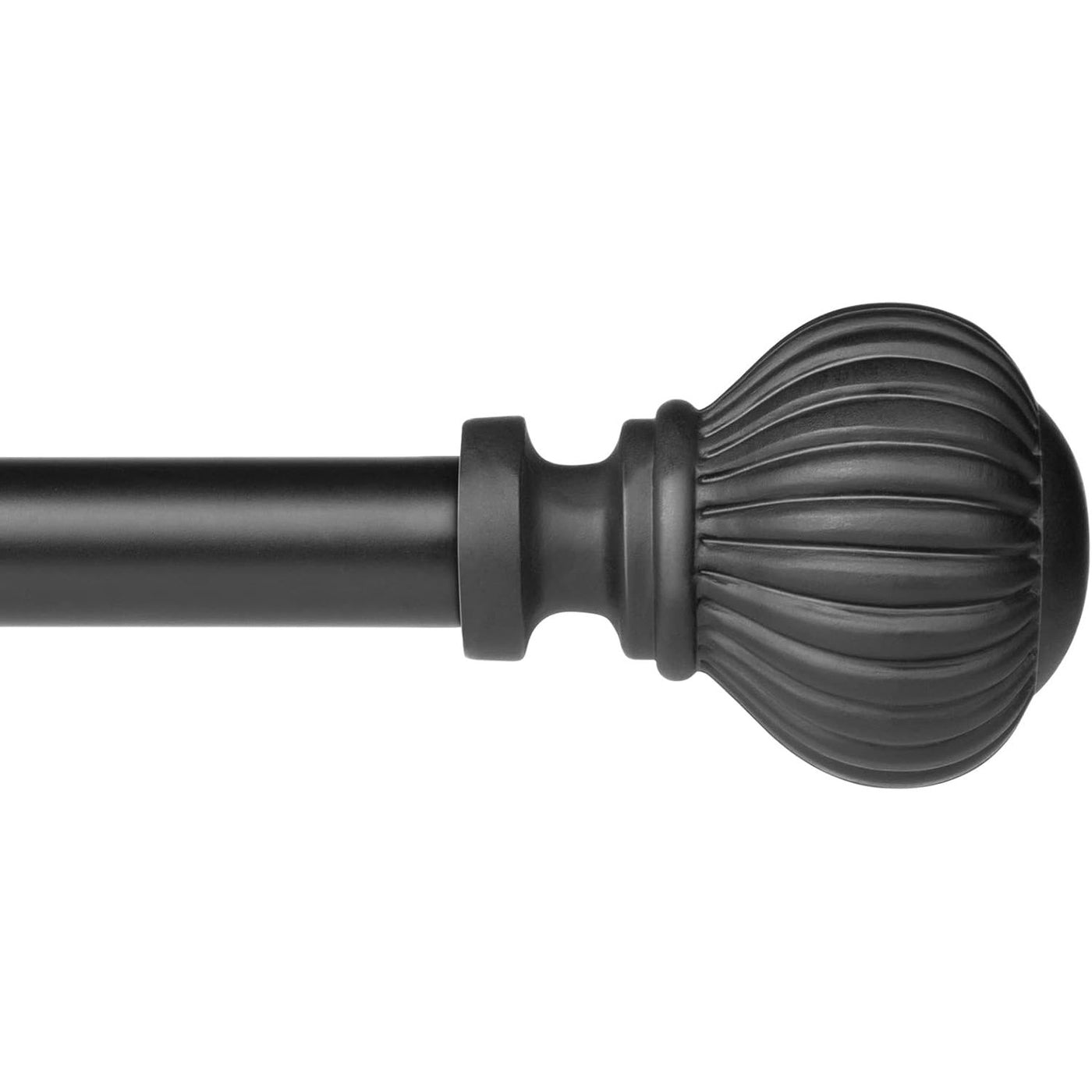 Curtain Pole Extendable 122 218cm Metal 16mm Black Pumpkin Finials SZXIMU
