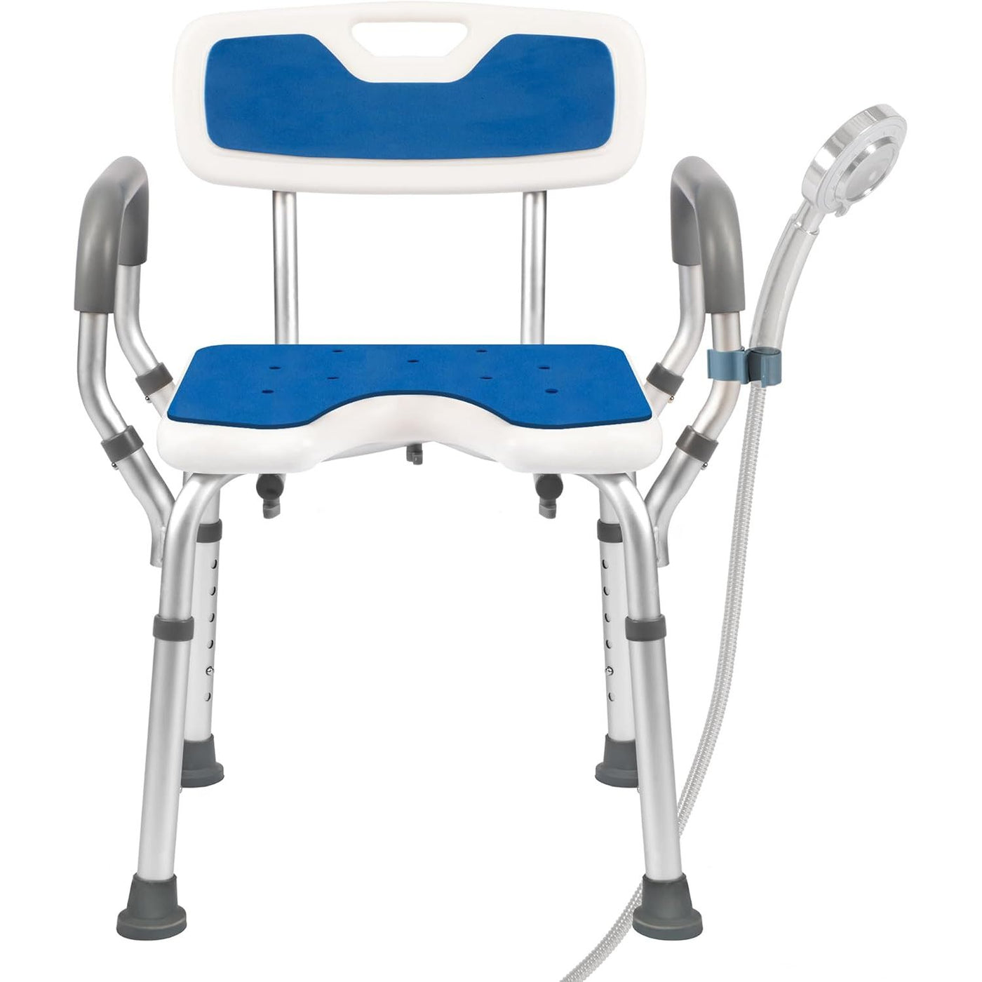 Heavy Duty Shower Chair 330lbs - With Arms, Back, Cutout Seat, Cold-Proof Pads - Massive Discounts